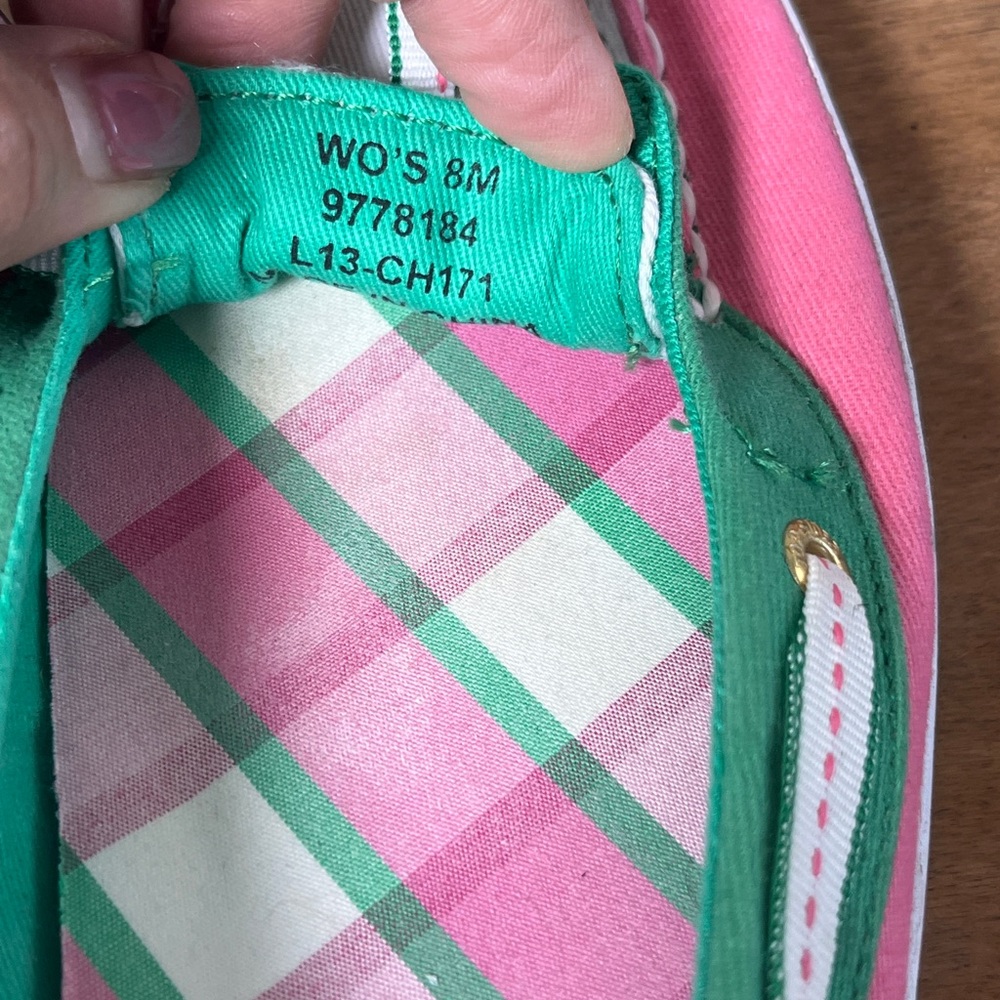 Sperry Top-Sider Bahama Boat Shoes Pink Green Canvas Womens 8M - Picture 3 of 7